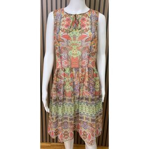 Brooks Brothers Red Fleece Paisley Floral Keyhole Sleeveless Dress Multicolor 6